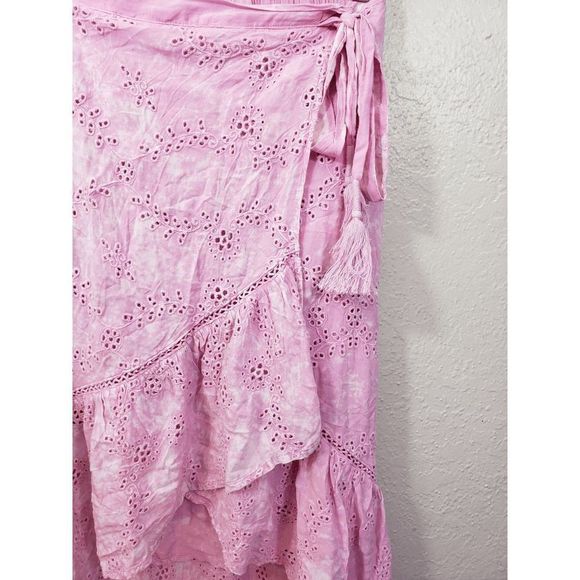 NEW Young Fabulous and Broke Pink Eyelet Hi-Low Wrap Skirt size XS - Picture 3 of 11